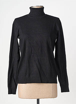 Pull col roulé coupe cintrée manches longues noir CREAM femme