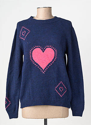 Pull coupe droite manches longues bleu C'EST BEAU LA VIE femme