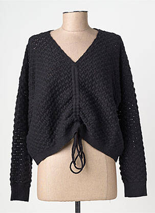 Pull maille ajourée manches longues noir MOLLY BRACKEN femme