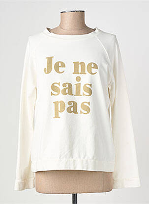 Sweat-shirt sérigraphie floquée manches longues blanc BANDITAS FROM MARSEILLE femme