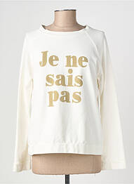 Sweat-shirt sérigraphie floquée manches longues blanc BANDITAS FROM MARSEILLE femme