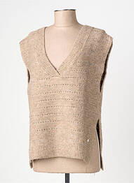 Pull coupe droite manches courtes marron CREAM femme