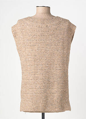 Pull coupe droite manches courtes marron CREAM femme