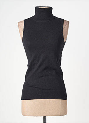 Pull col roulé coupe cintrée sans manche noir MOLLY BRACKEN femme