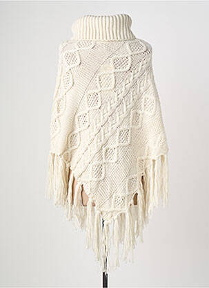 Poncho col roulé beige CREAM femme