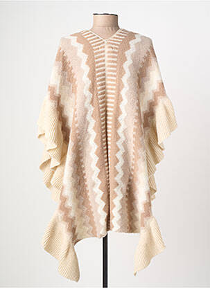 Poncho col v beige CREAM femme