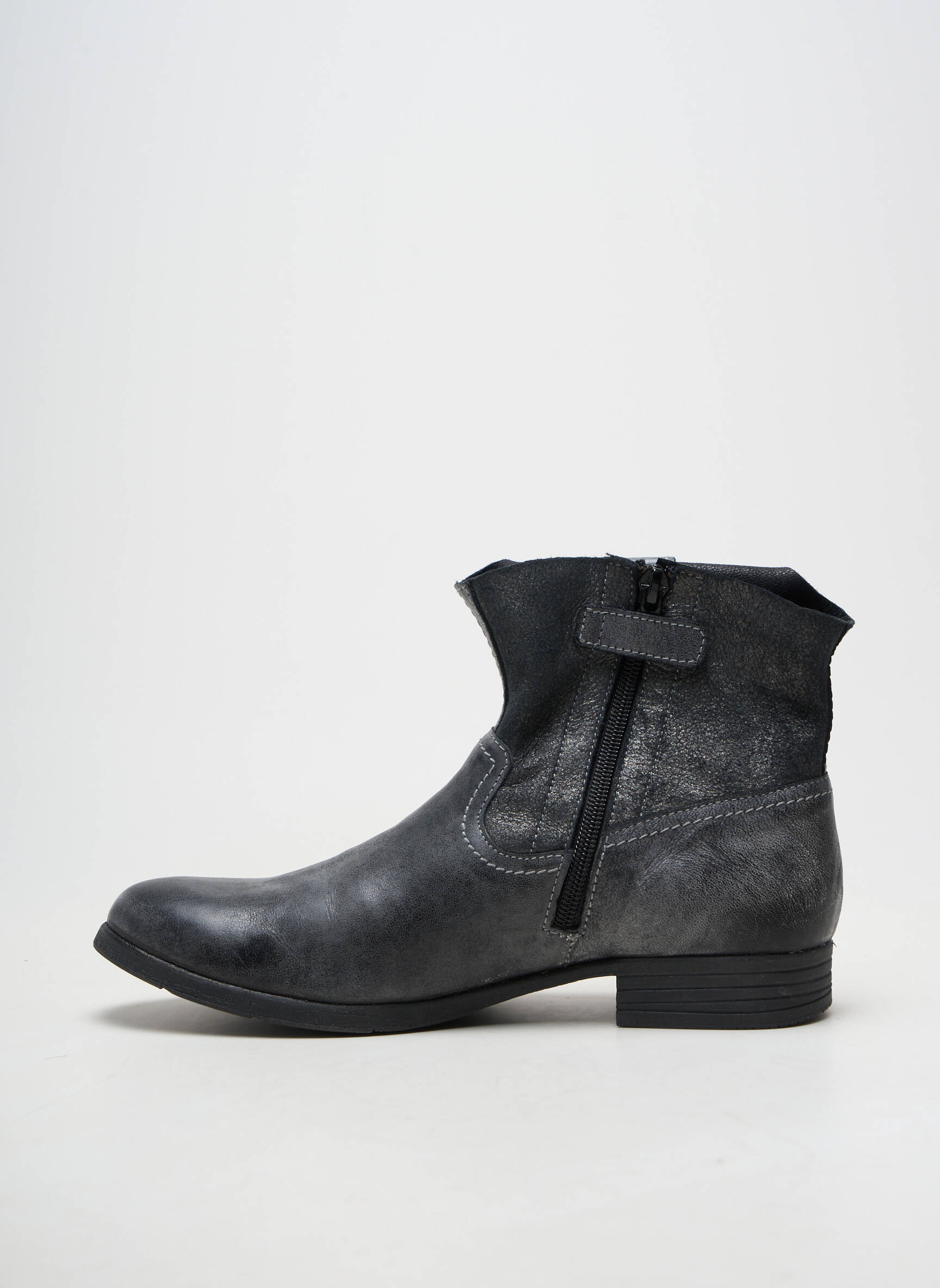 Bottines/boots tissage satiné talon plat jusqu'à 3cm gris RAMDAM femme