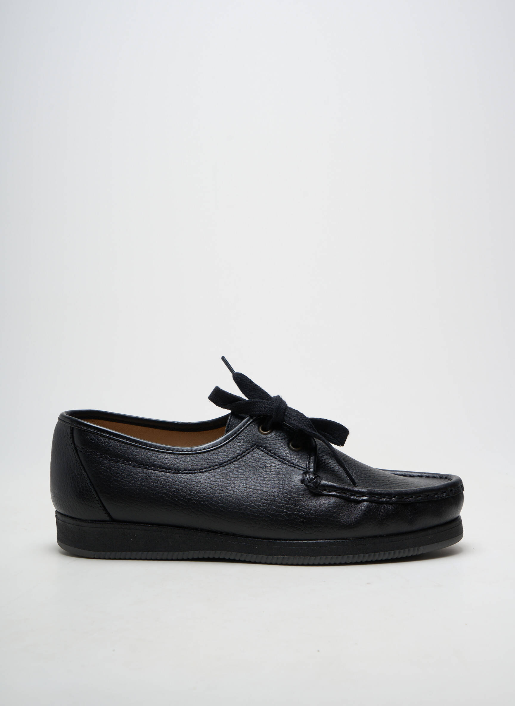 Chaussures bâteau matière lisse bout rond noir LUXAT homme