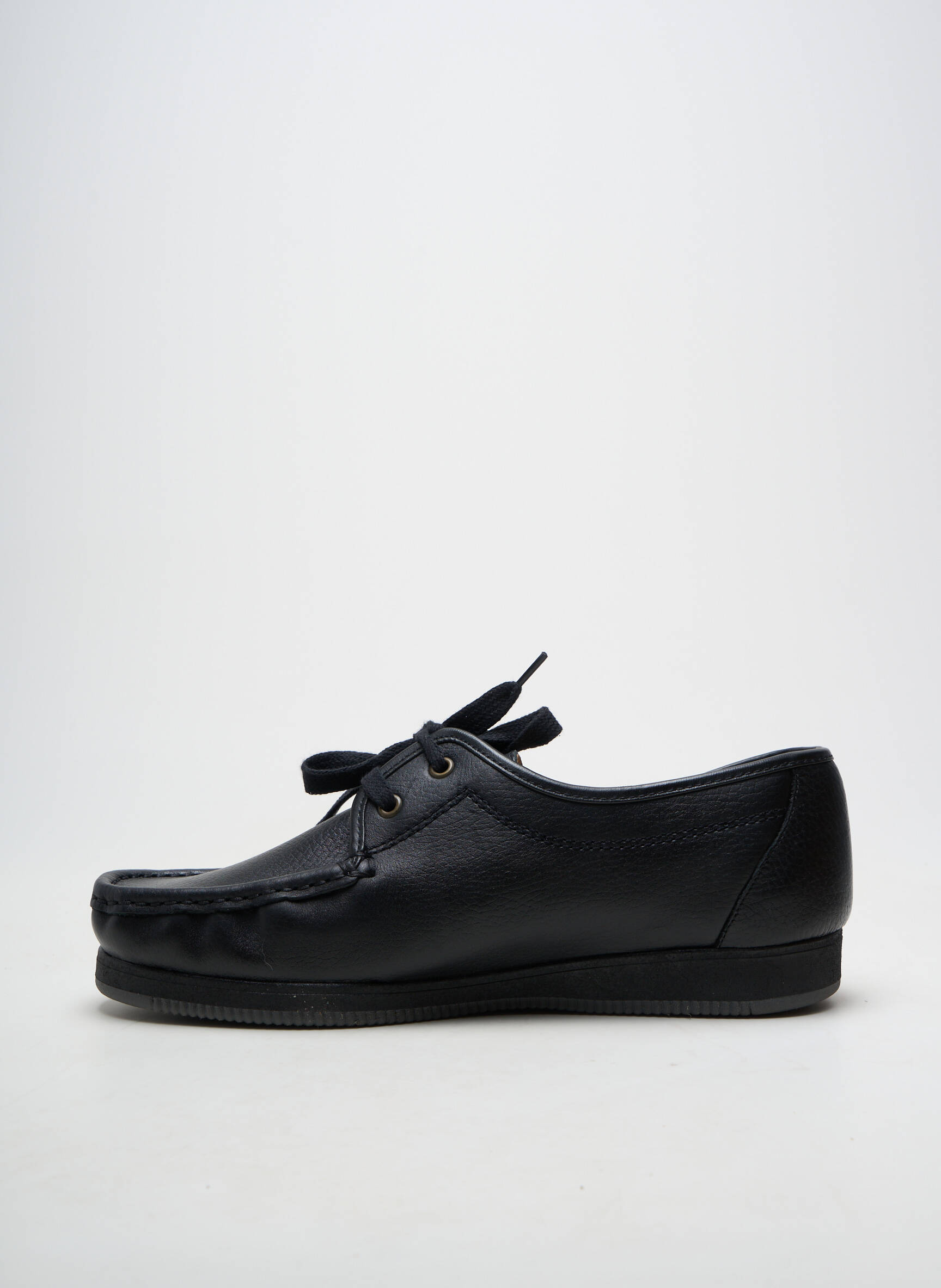 Chaussures bâteau matière lisse bout rond noir LUXAT homme
