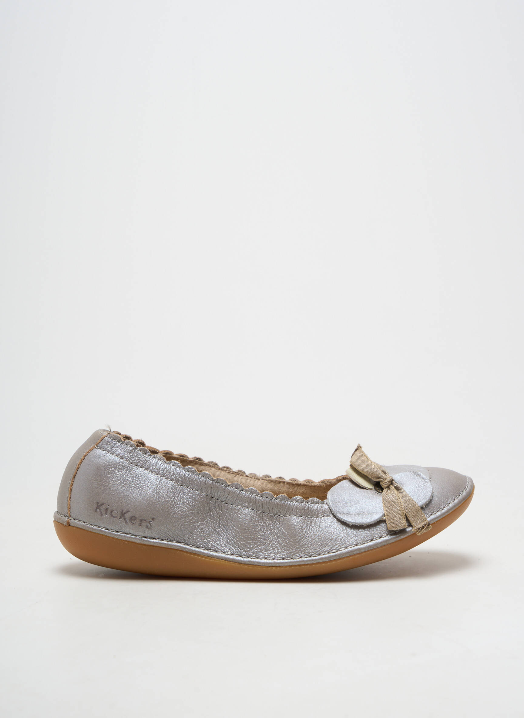 Ballerines tissage satiné talon plat jusqu'à 3cm argent KICKERS femme