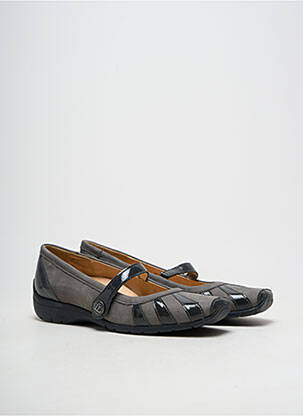 Ballerines fermeture scratch talon plat jusqu'à 3cm gris LUXAT femme