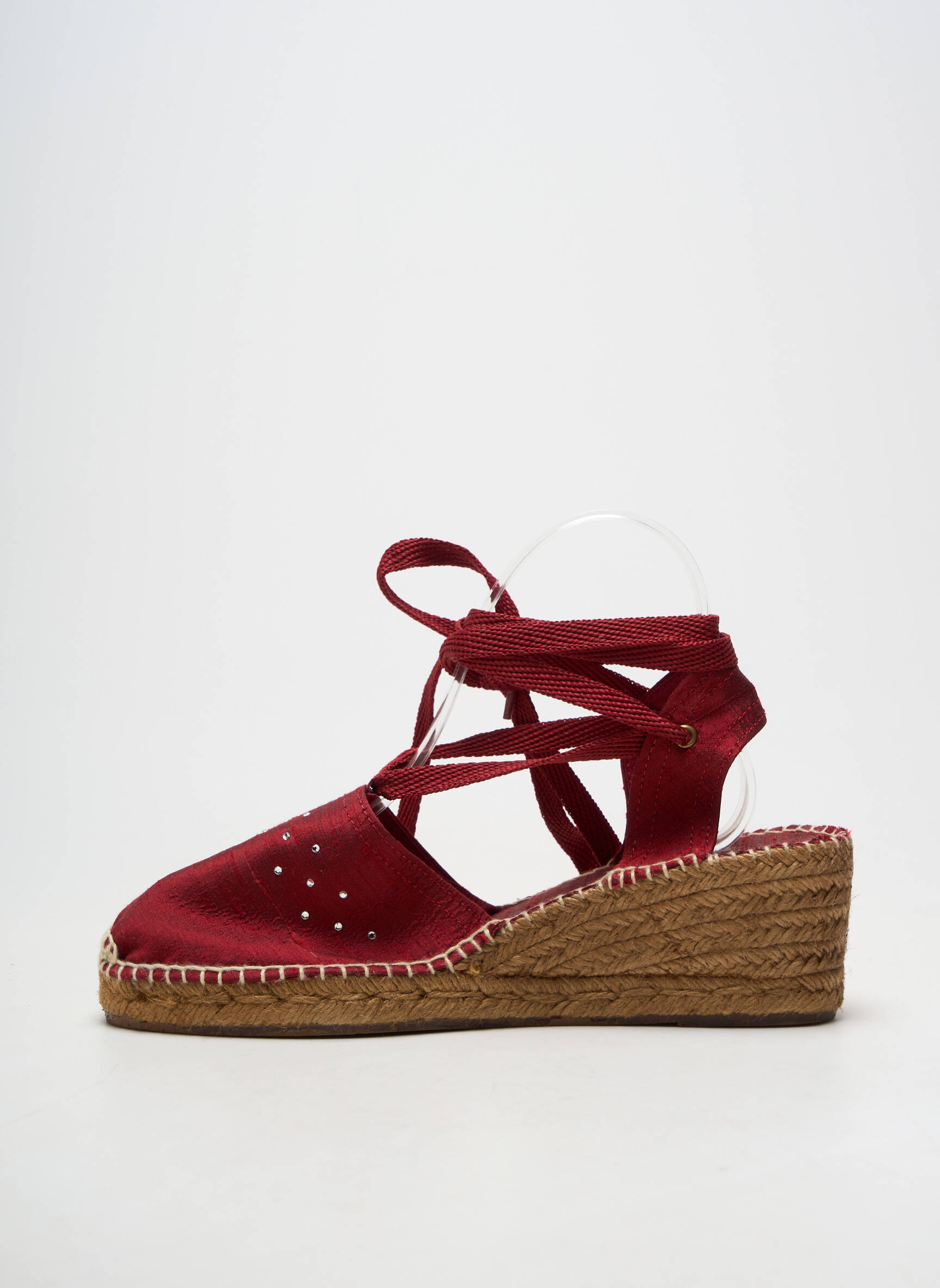 Espadrilles fermeture lacets talon de 4 à 6cm rouge TONI PONS femme