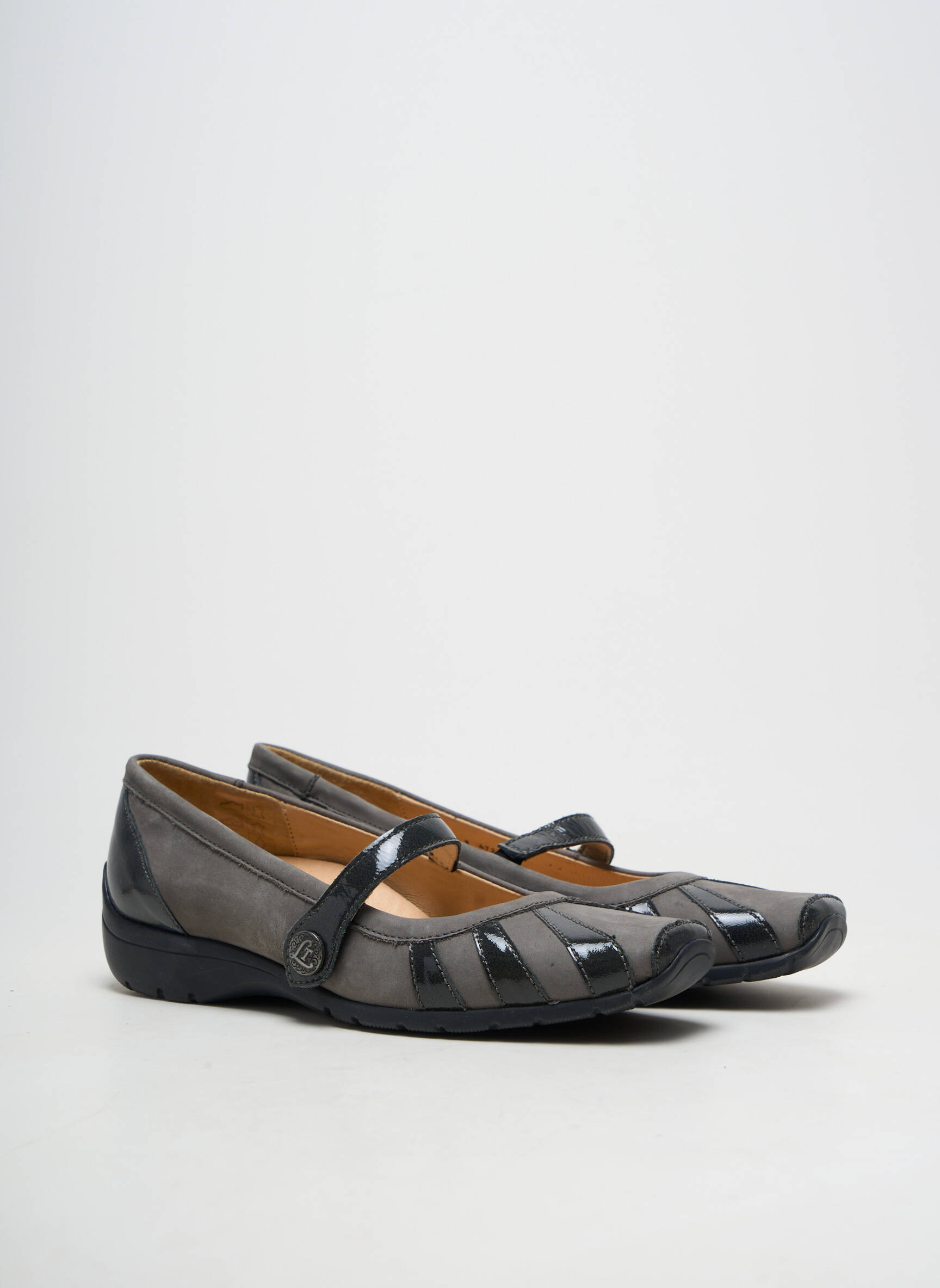 Ballerines fermeture scratch talon plat jusqu'à 3cm gris LUXAT femme