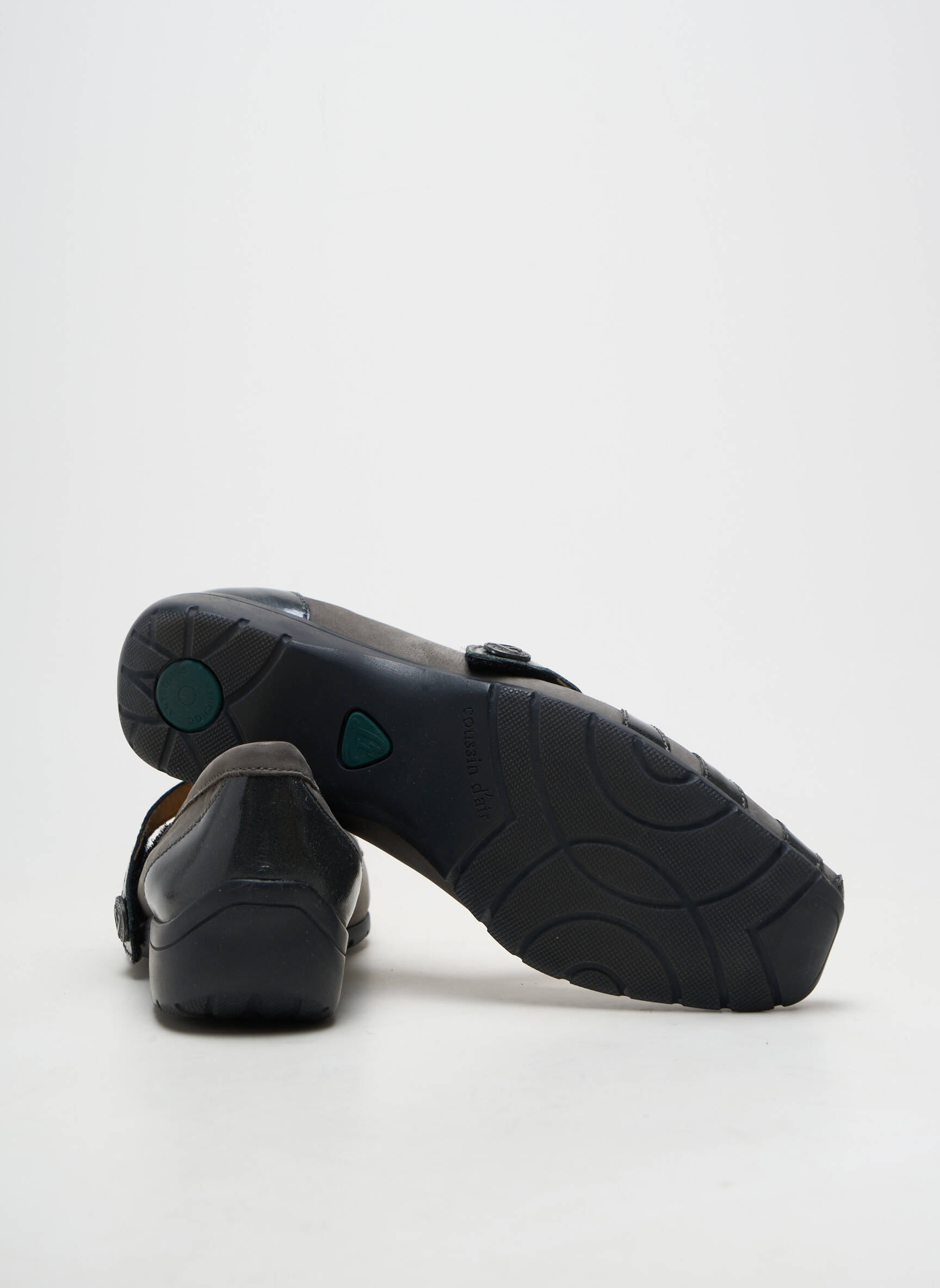 Ballerines fermeture scratch talon plat jusqu'à 3cm gris LUXAT femme