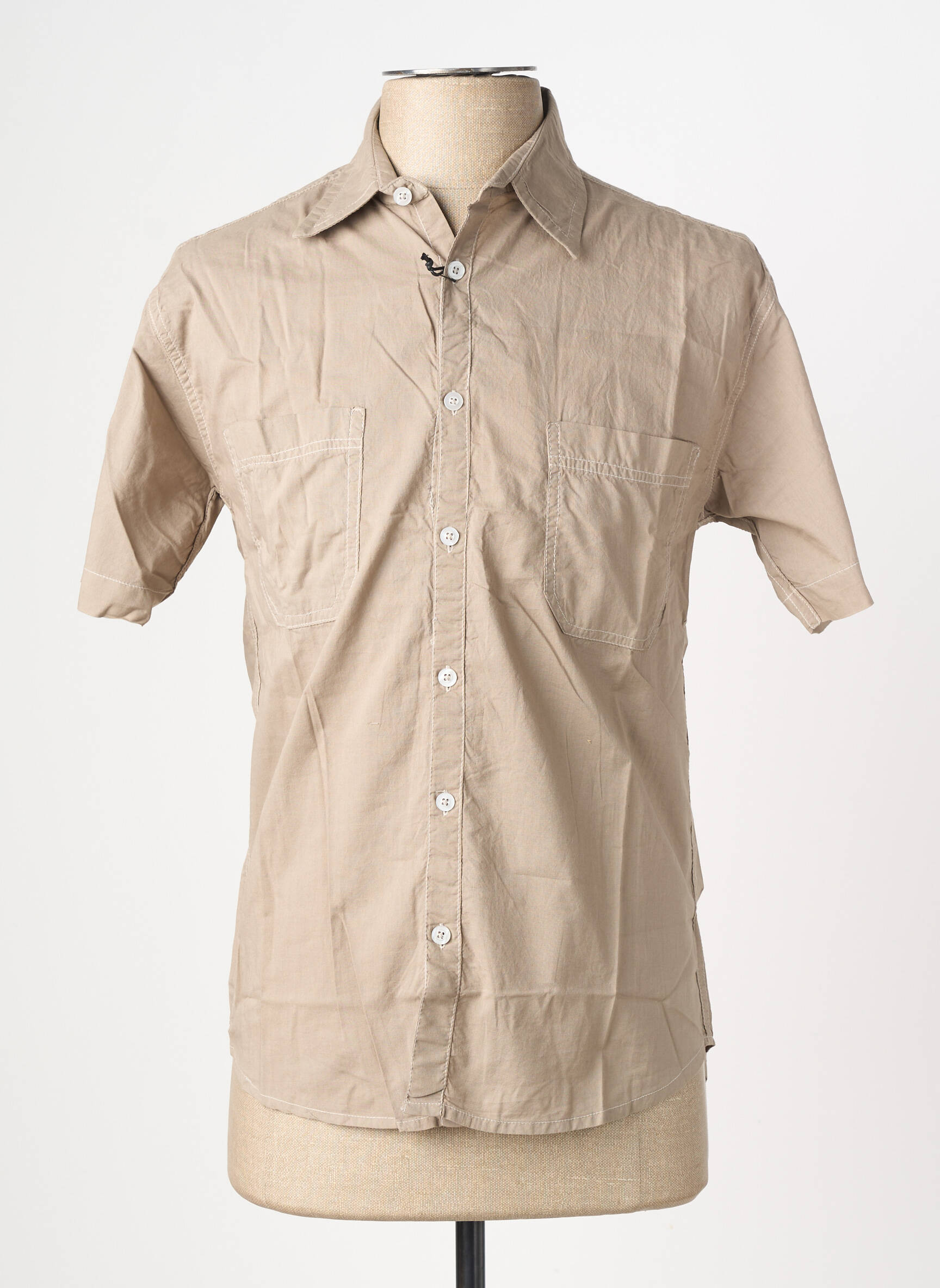 Chemise manches courtes poches beige fonce EUROPANN homme