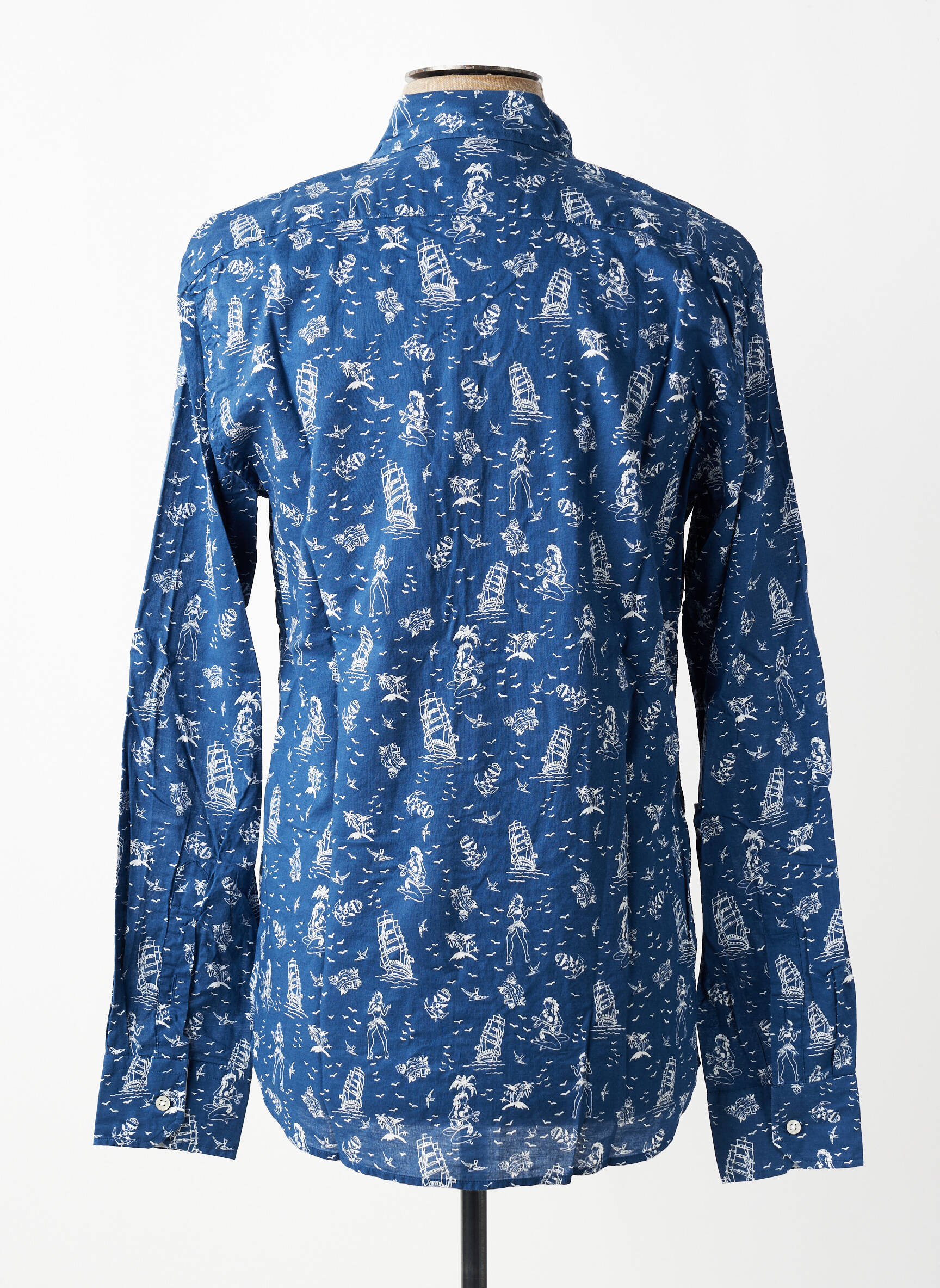 Chemise manches longues imprimé fantaisie bleu EUROPANN homme