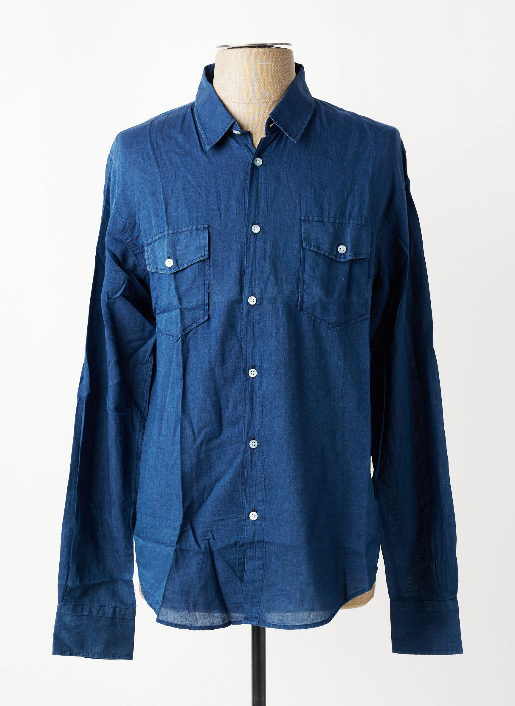 Chemise manches longues poches bleu EUROPANN homme