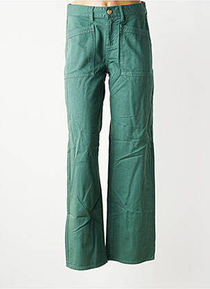 Pantalon droit fermeture zippée sous rabat boutonné vert HAPPY femme