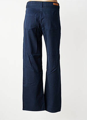 Pantalon droit fermeture zippée sous rabat boutonné bleu HAPPY femme