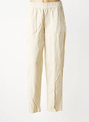 Pantalon droit taille élastique taille normale beige LABDIP femme