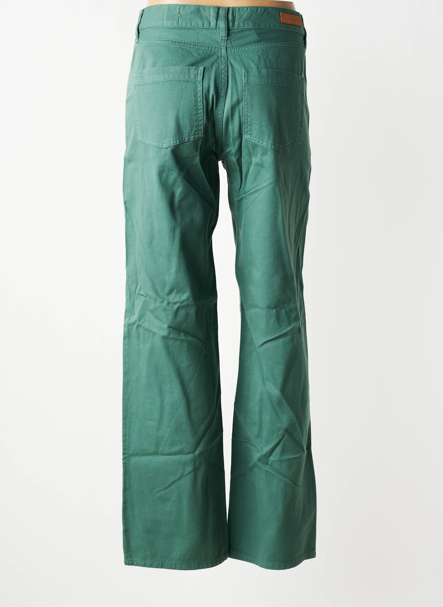 Pantalon droit fermeture zippée sous rabat boutonné vert HAPPY femme