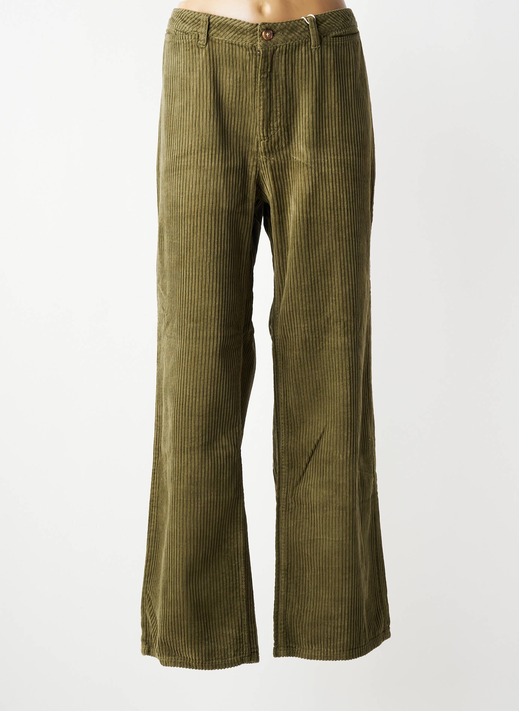 Pantalon large fermeture zippée sous rabat boutonné taille normale vert LABDIP femme