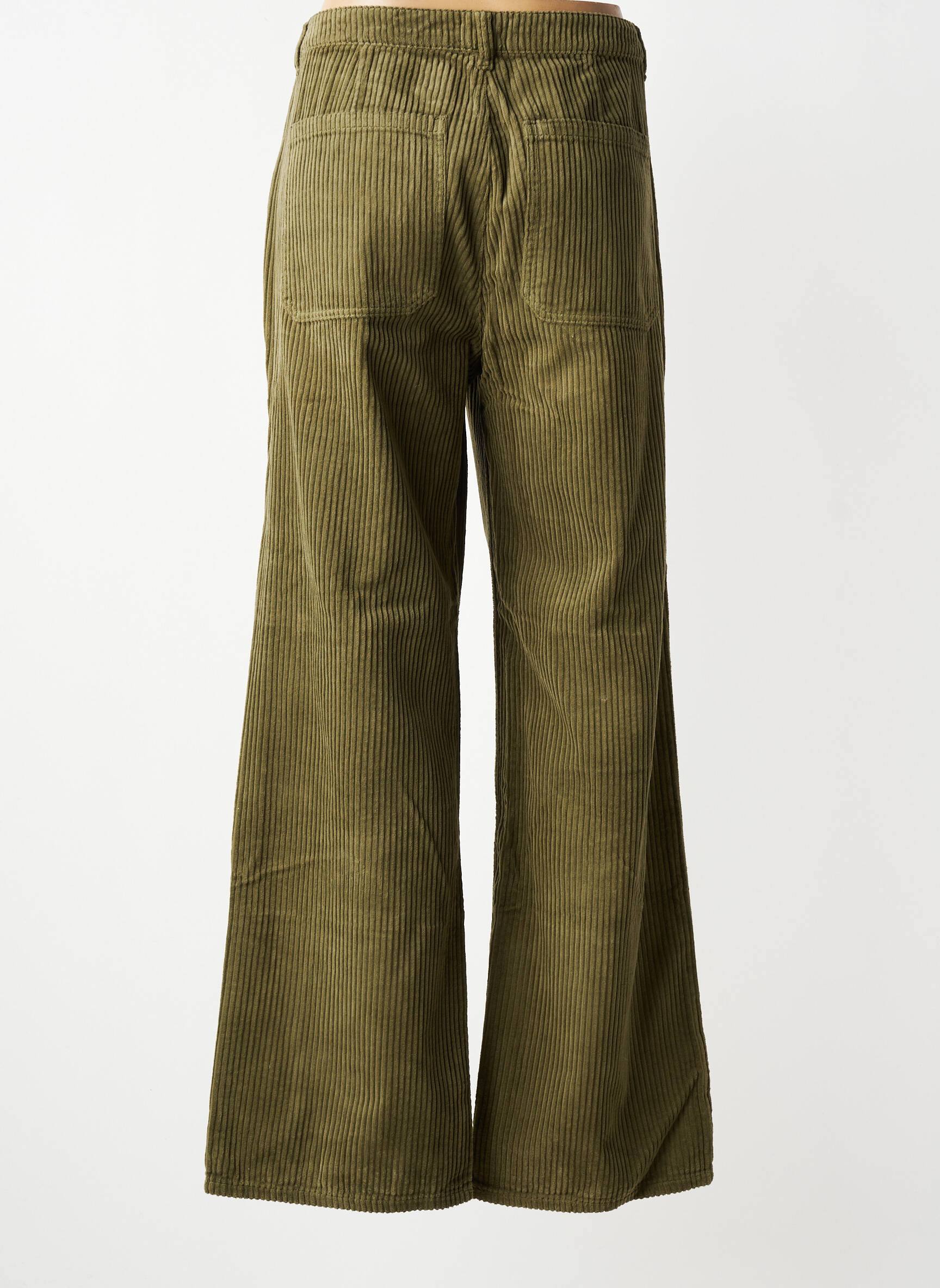 Pantalon large fermeture zippée sous rabat boutonné taille normale vert LABDIP femme