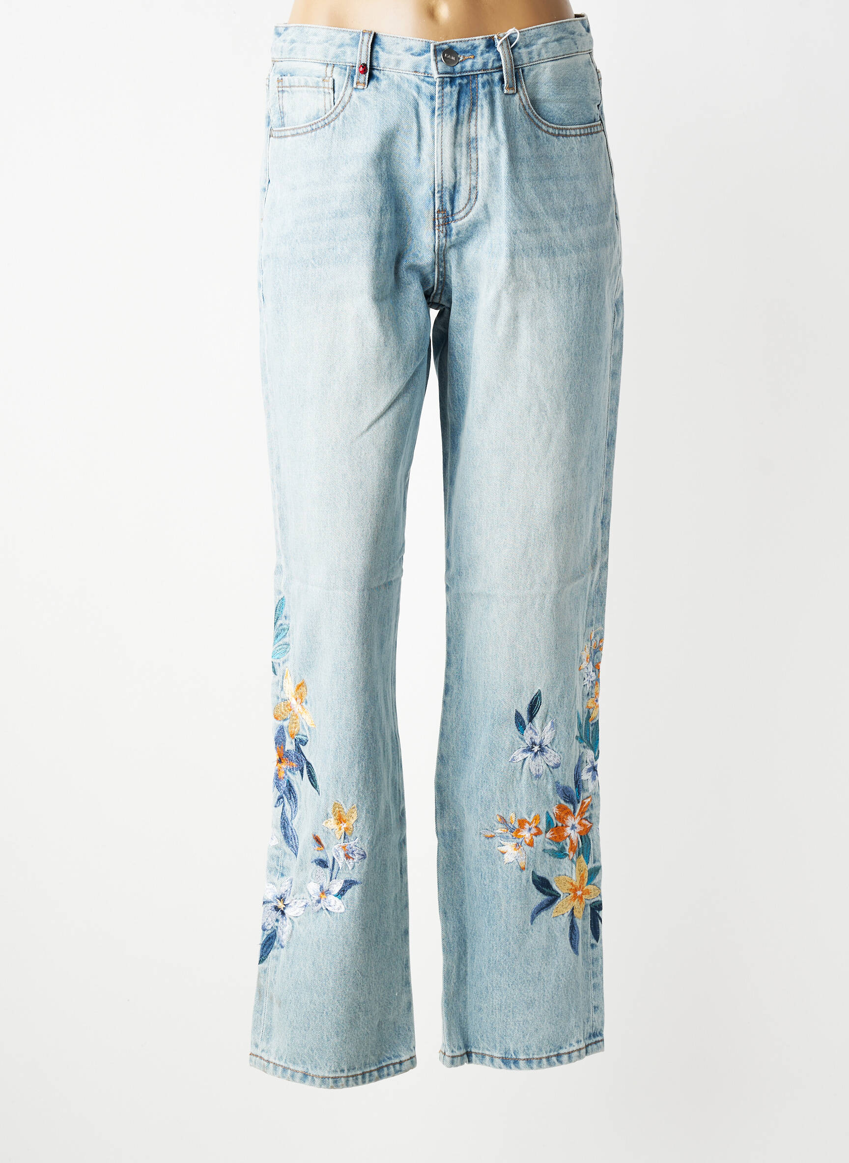 Jeans boyfriend taille normale taille normale bleu F.A.M. femme