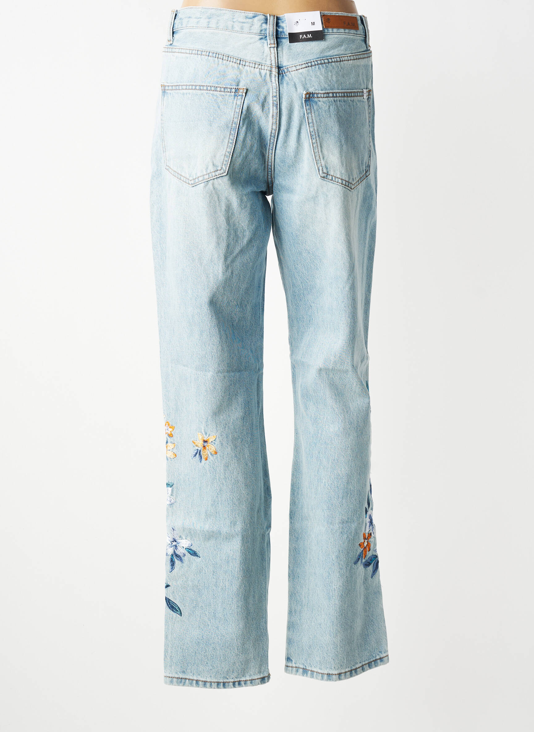Jeans boyfriend taille normale taille normale bleu F.A.M. femme