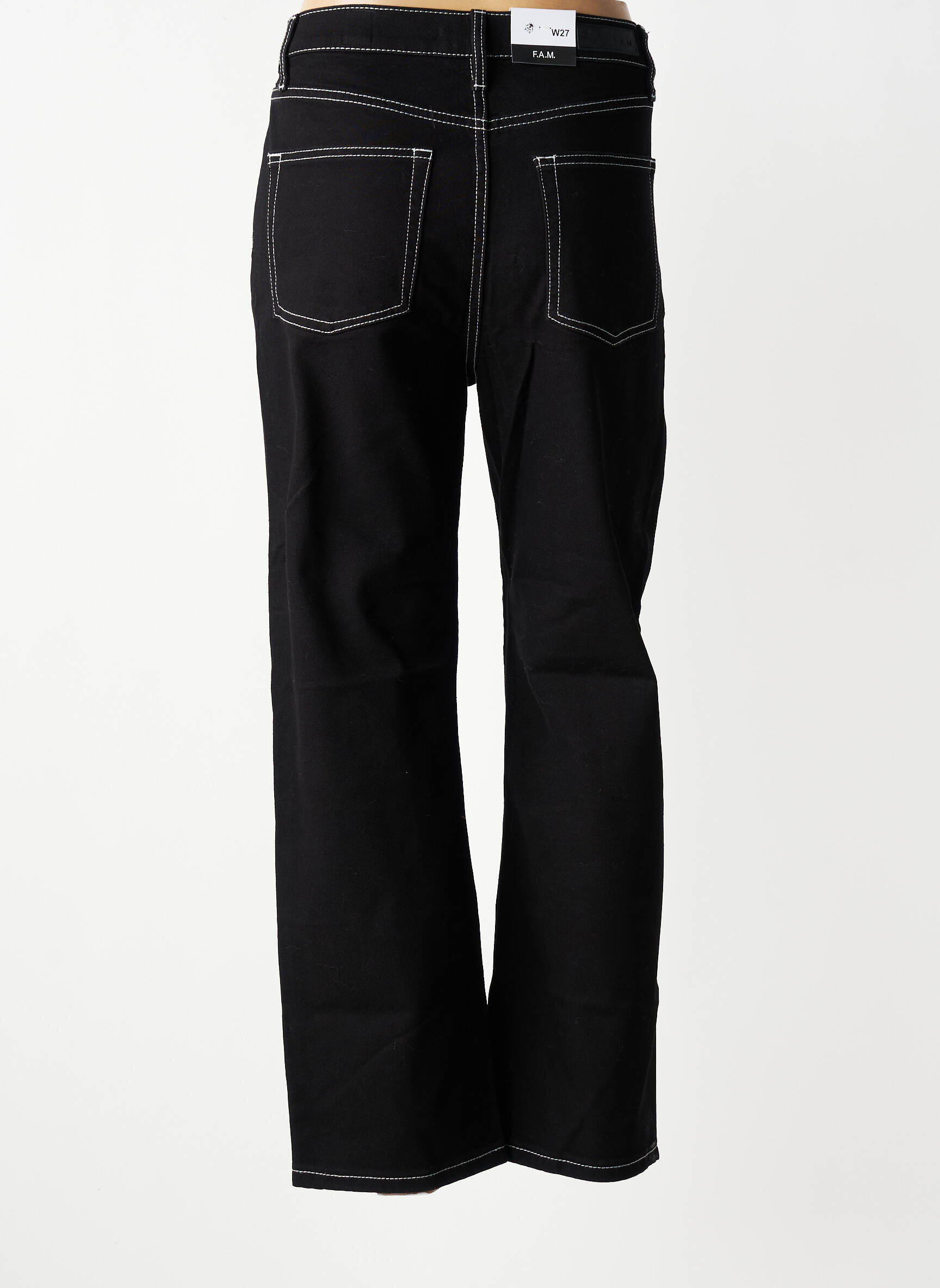 Jeans coupe droite stretch taille normale noir F.A.M. femme