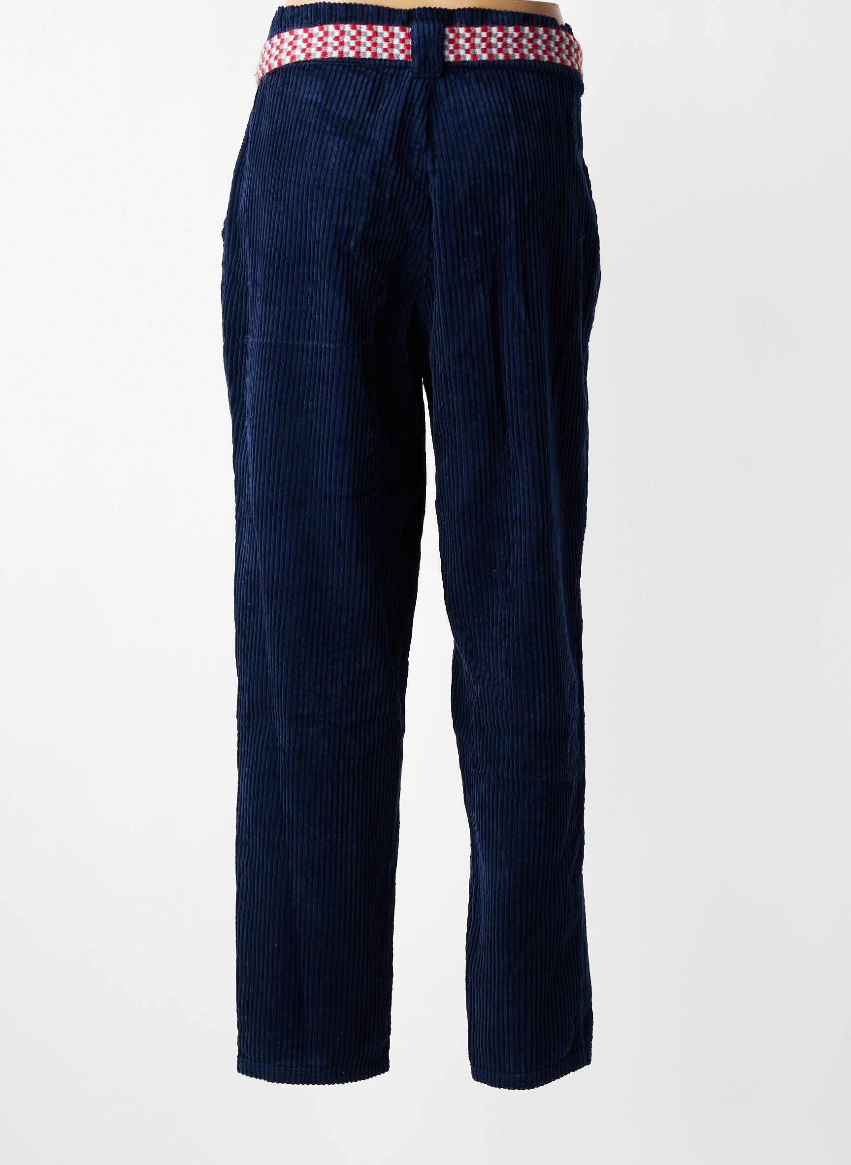 Pantalon droit fermeture zippée sous rabat avec crochet taille normale bleu LABDIP femme