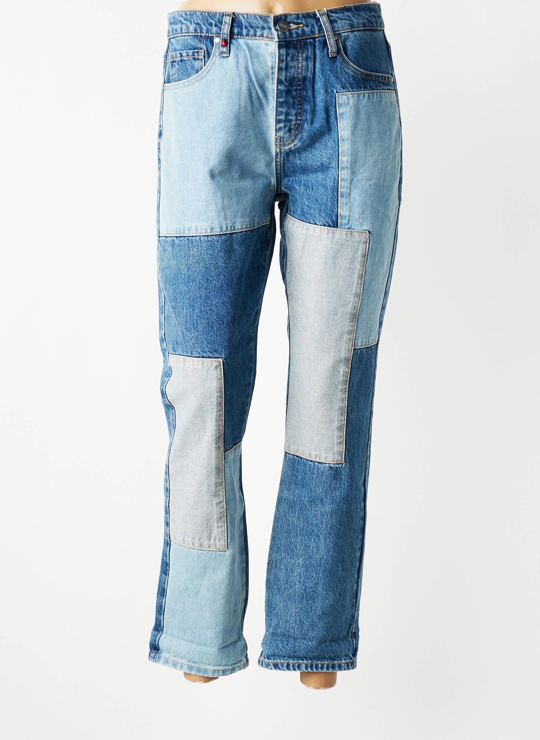 Jean coupe mom poches taille normale bleu F.A.M. femme