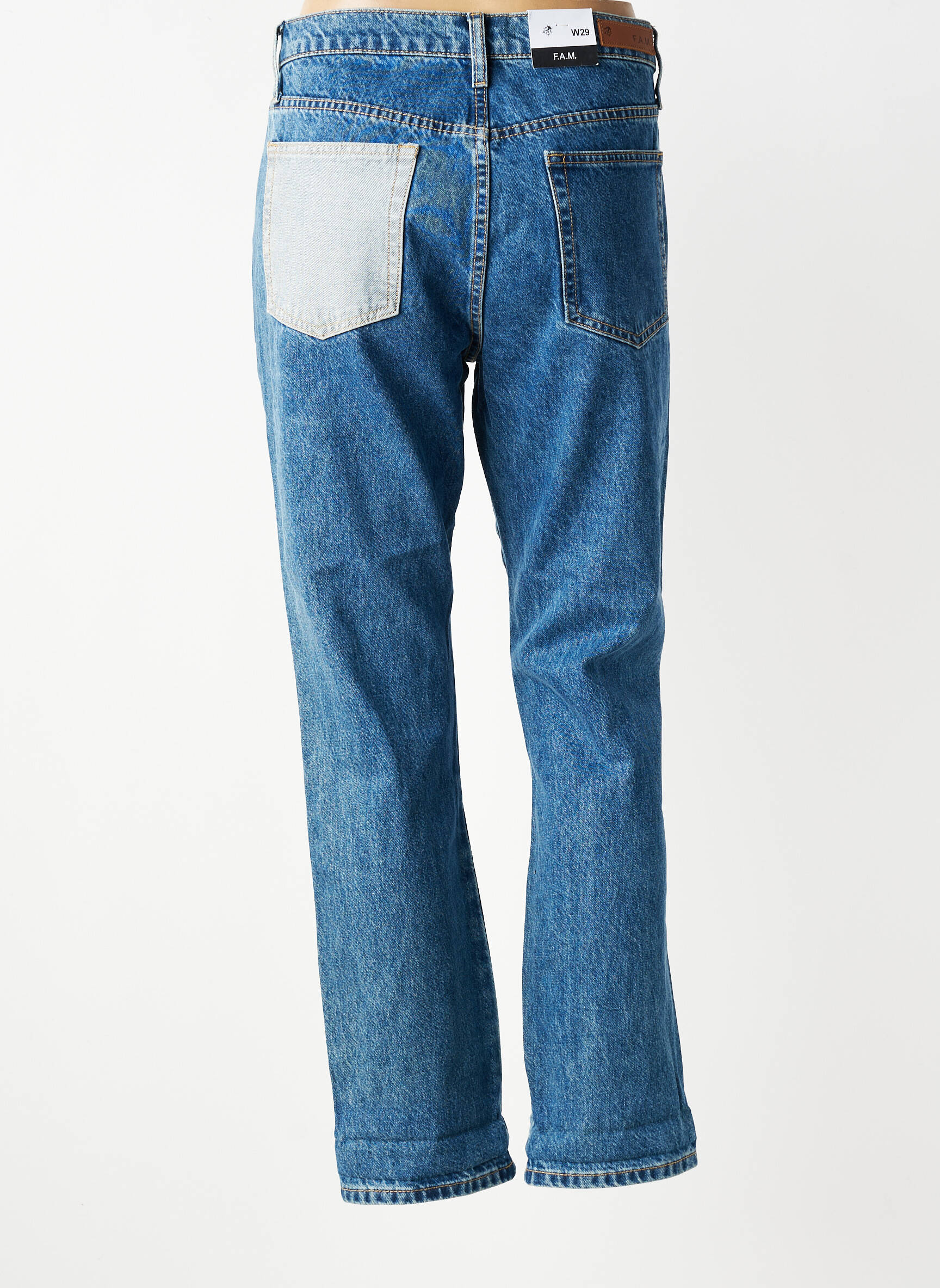 Jean coupe mom poches taille normale bleu F.A.M. femme