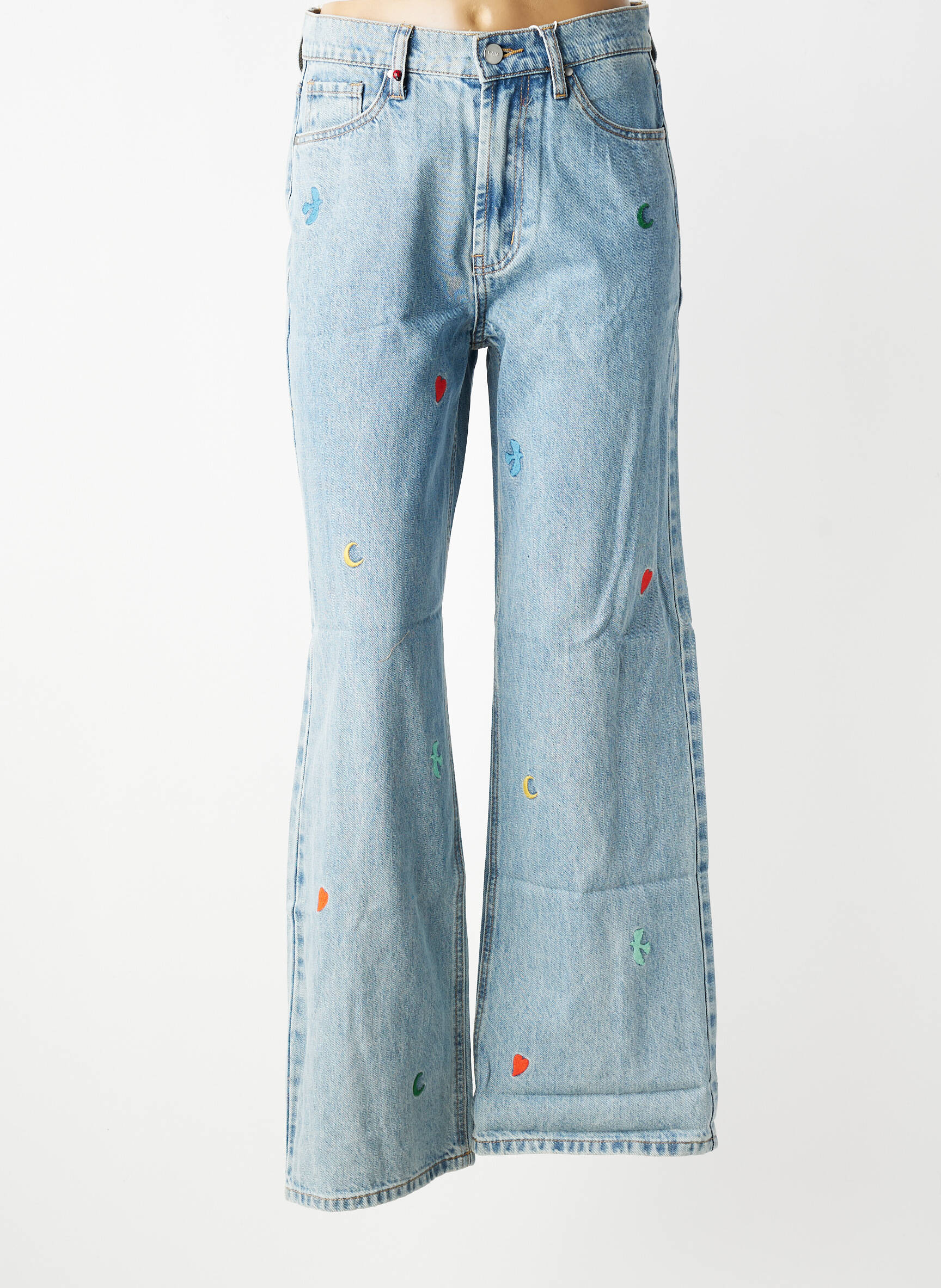 Jeans coupe large taille normale taille normale bleu F.A.M. femme