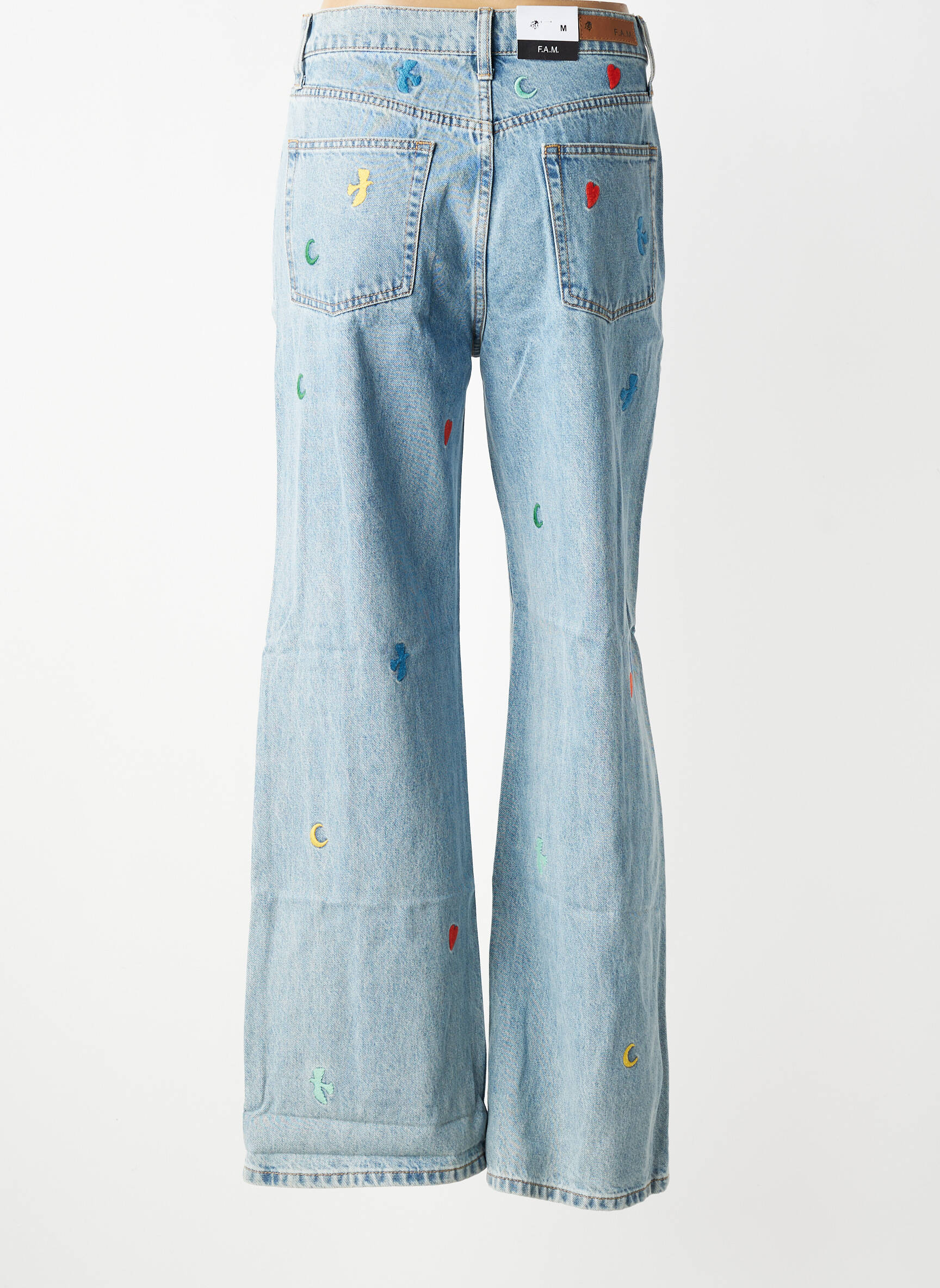Jeans coupe large taille normale taille normale bleu F.A.M. femme