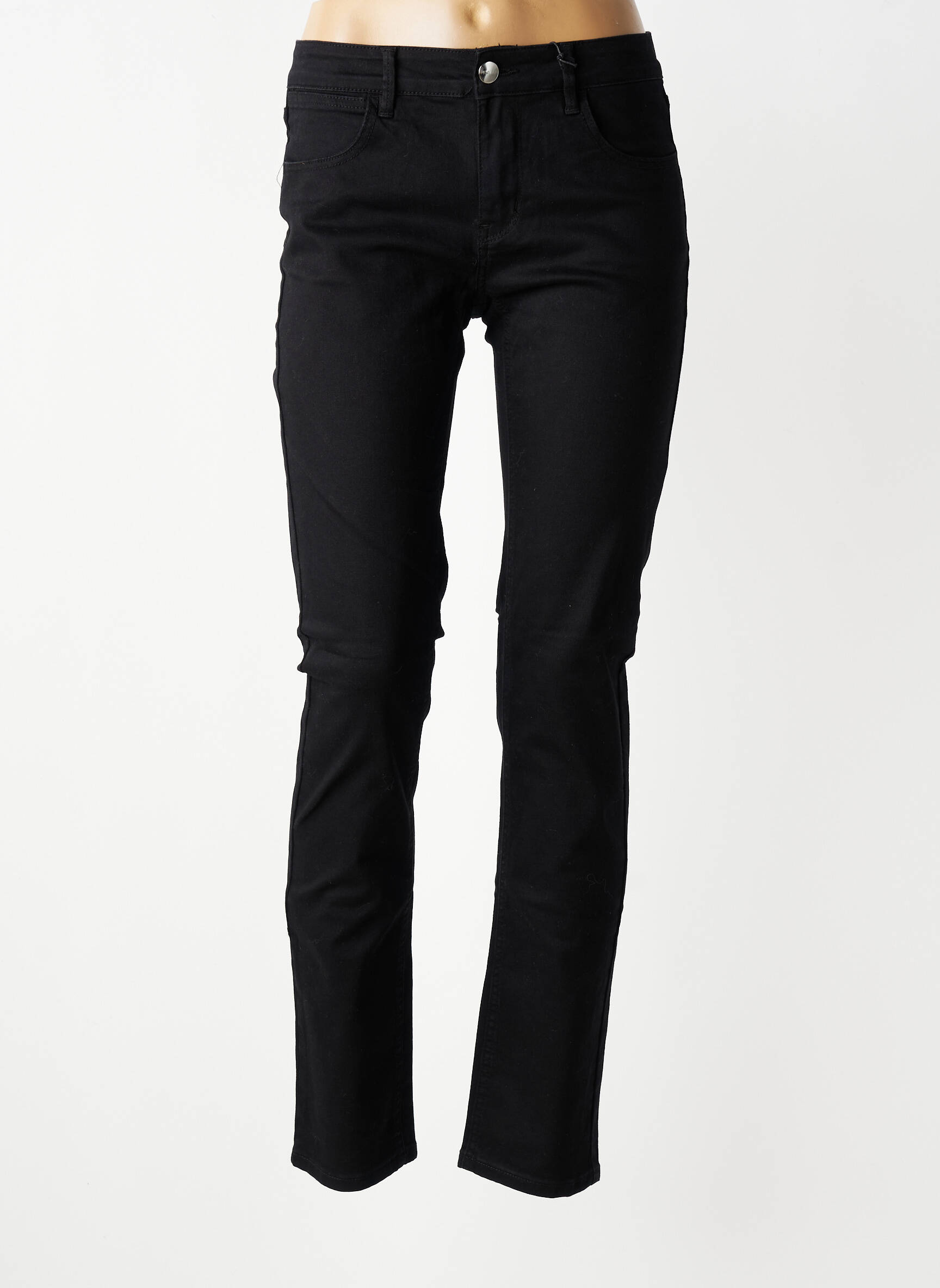Jeans coupe slim stretch taille normale noir F.A.M. femme