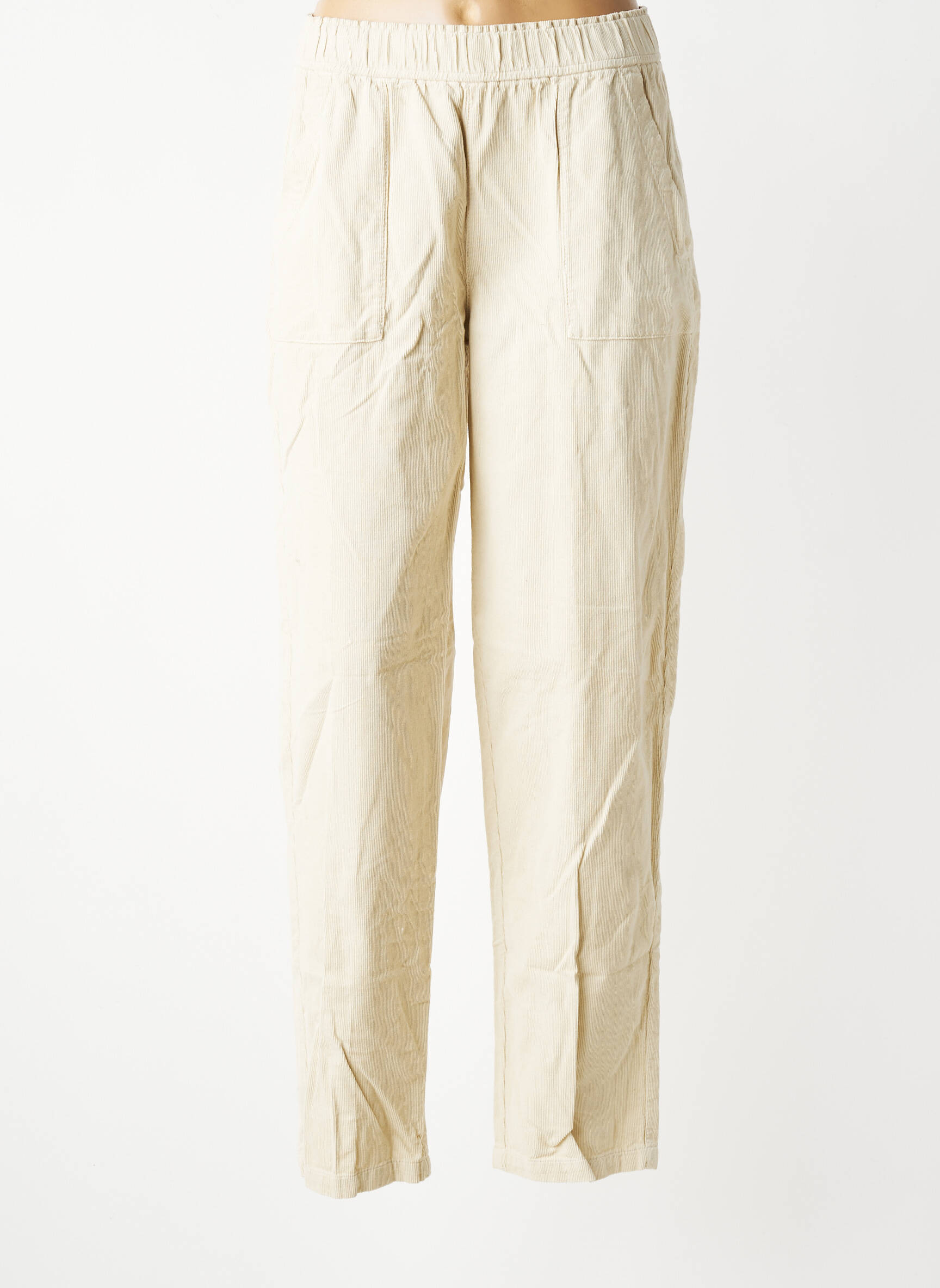 Pantalon droit taille élastique taille normale beige LABDIP femme