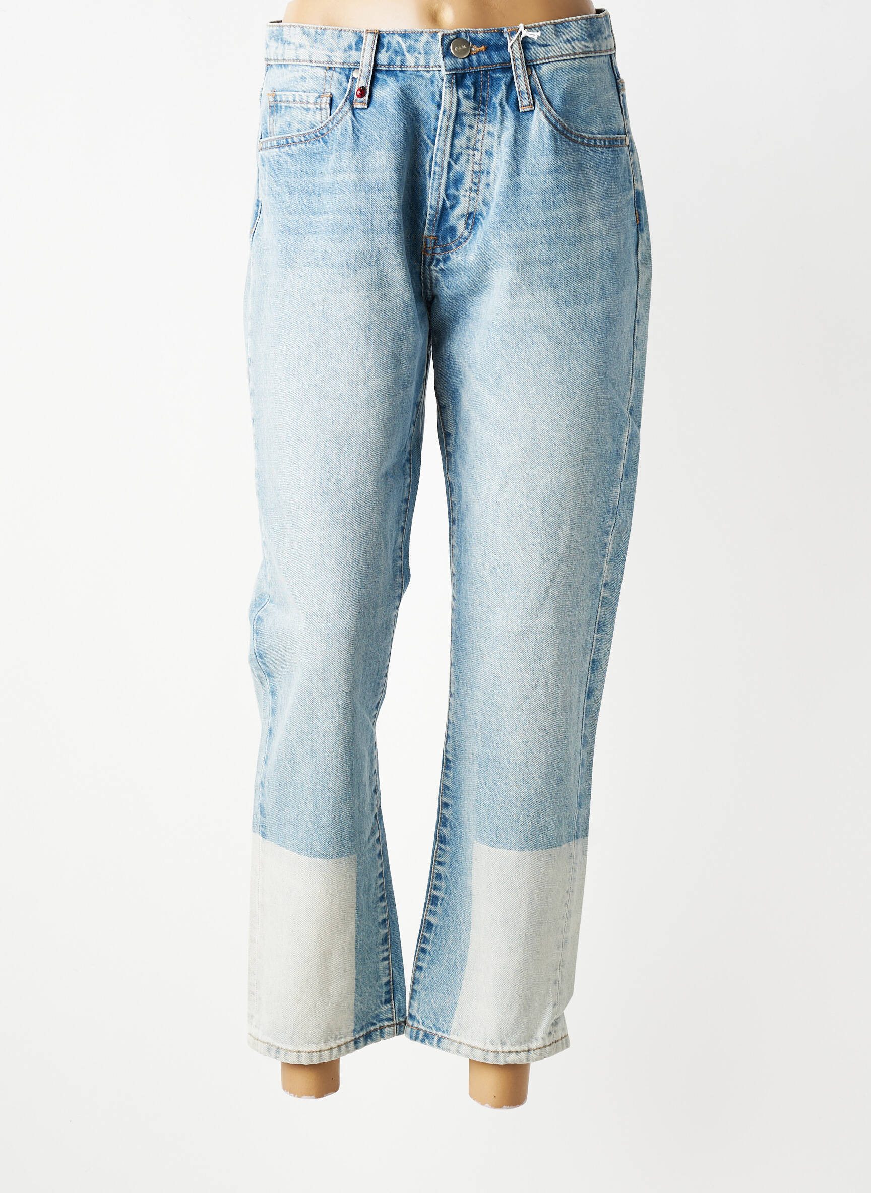 Jean coupe mom poches taille normale bleu F.A.M. femme