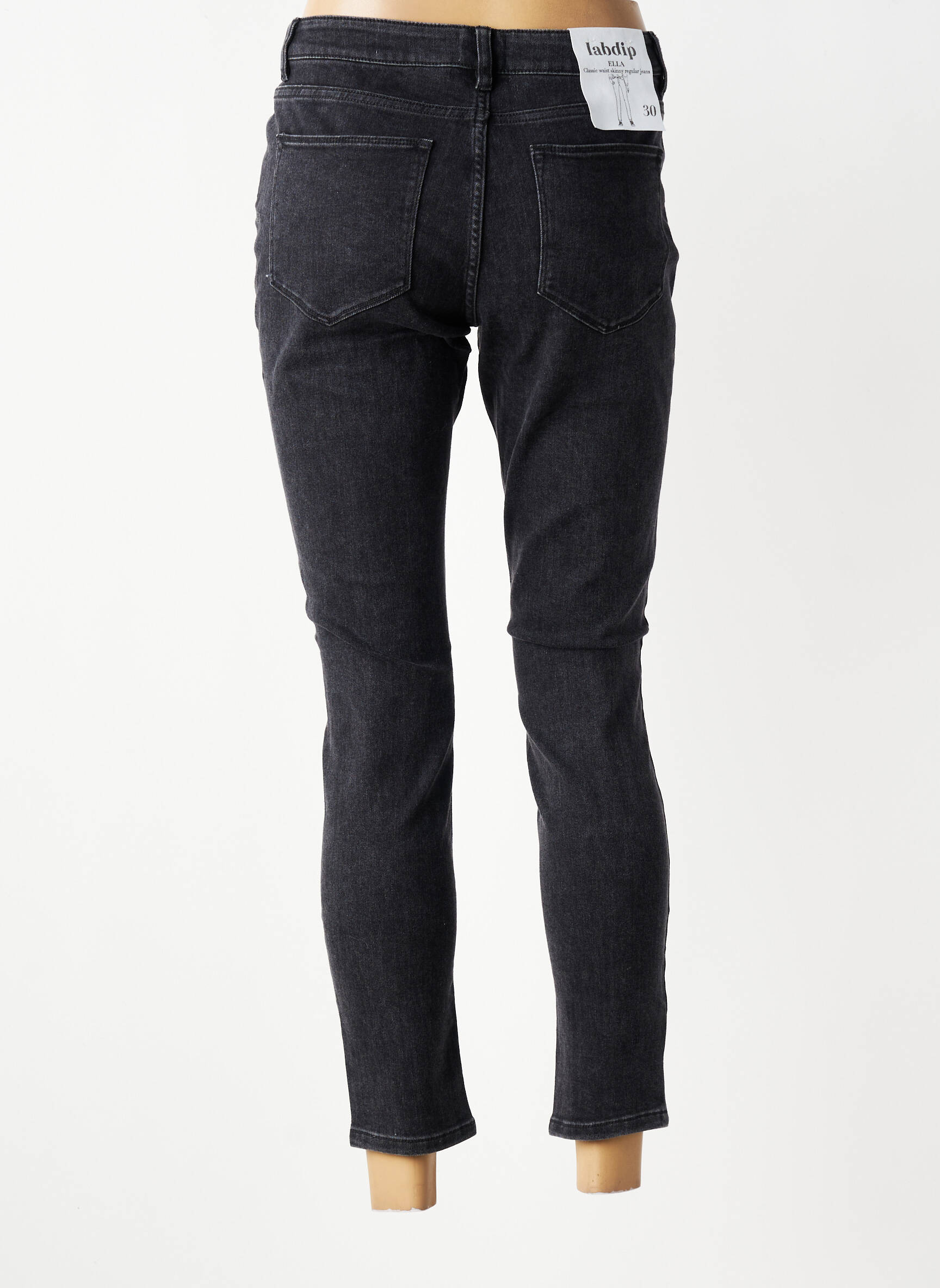 Jeans coupe slim stretch taille normale noir LABDIP femme