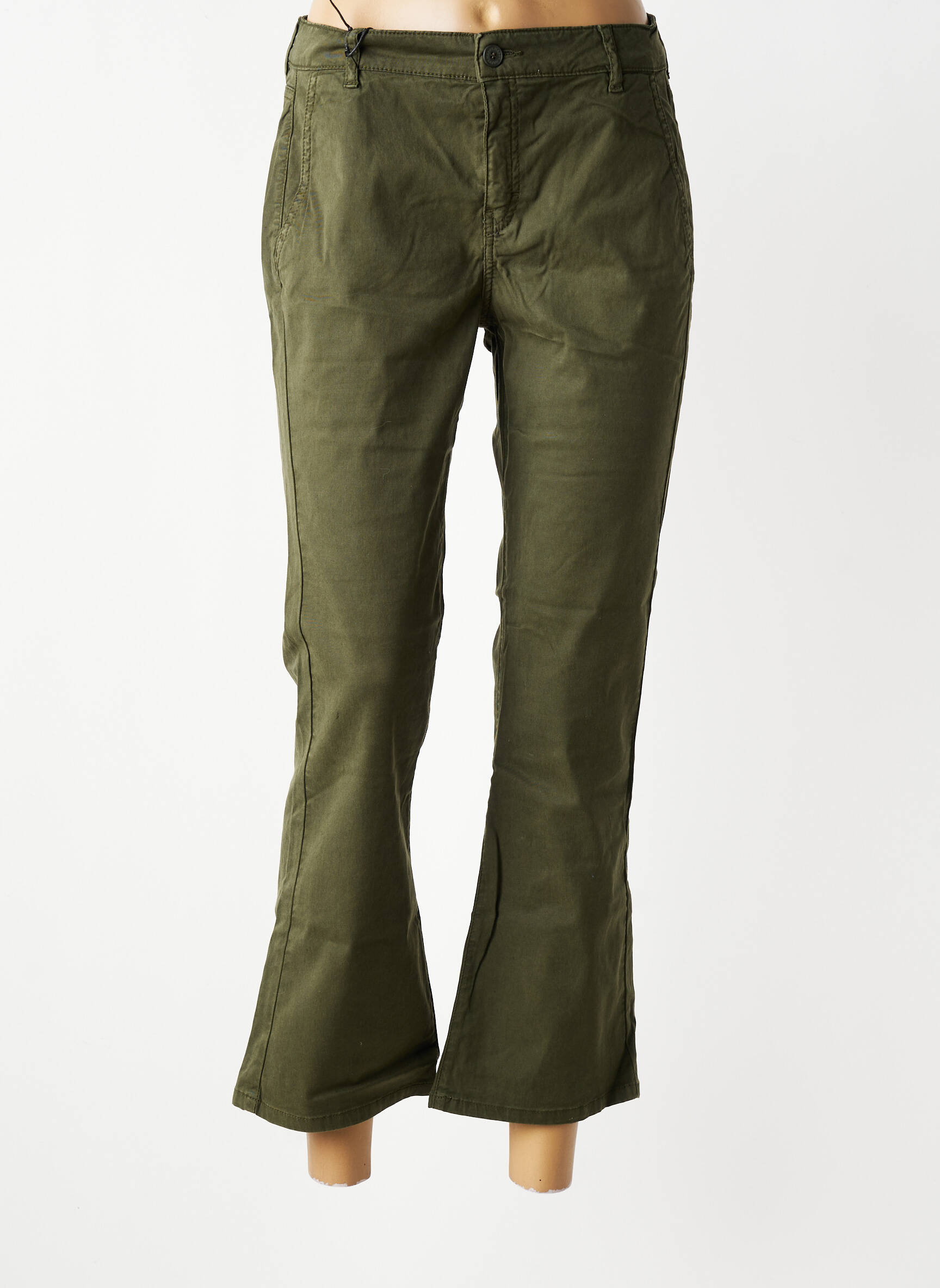 Pantalon 7/8 stretch taille normale vert HAPPY femme