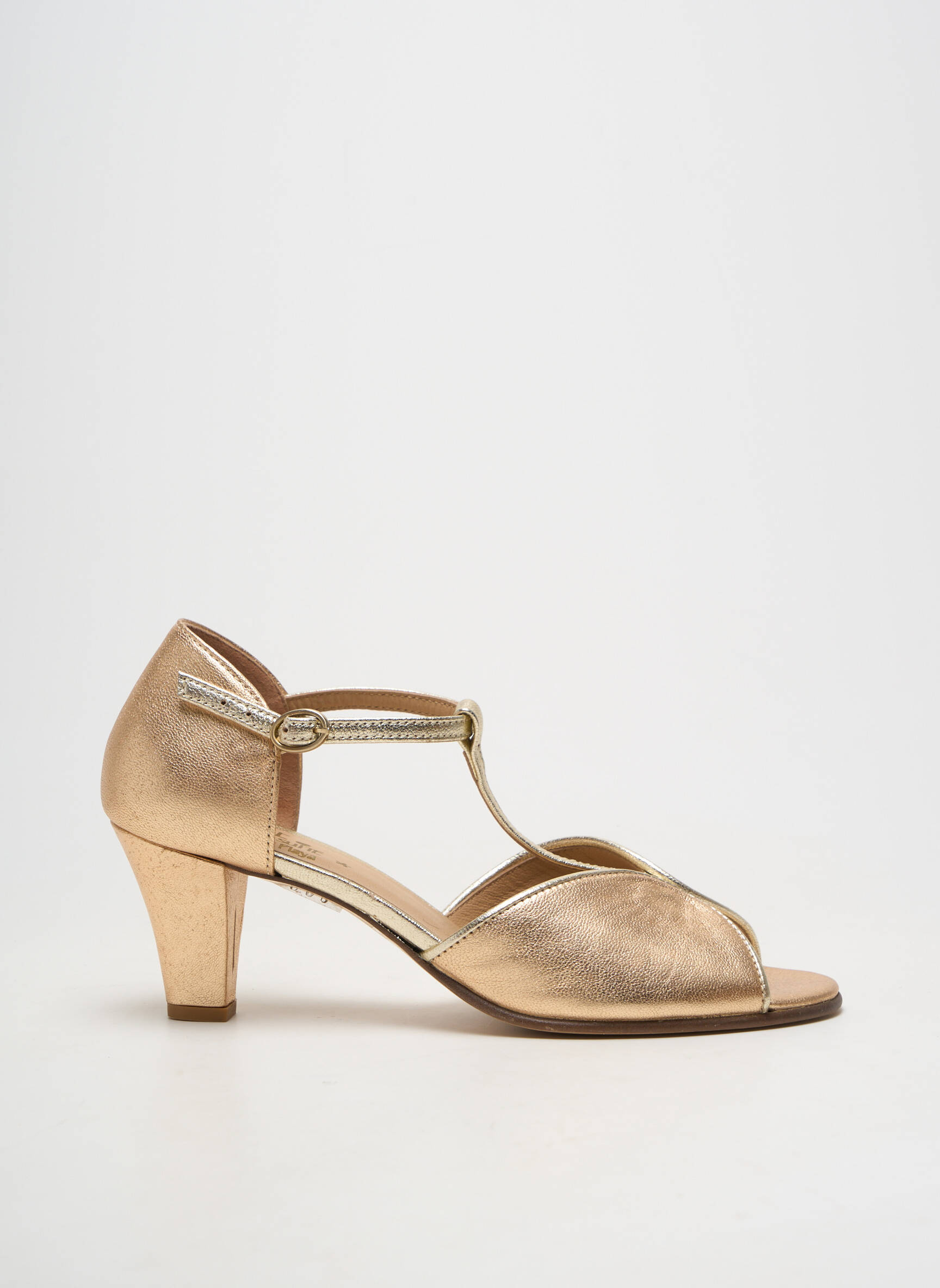 Sandales/nu pieds matière lisse talon de 7 à 9cm or LITTLE ...LA SUITE femme