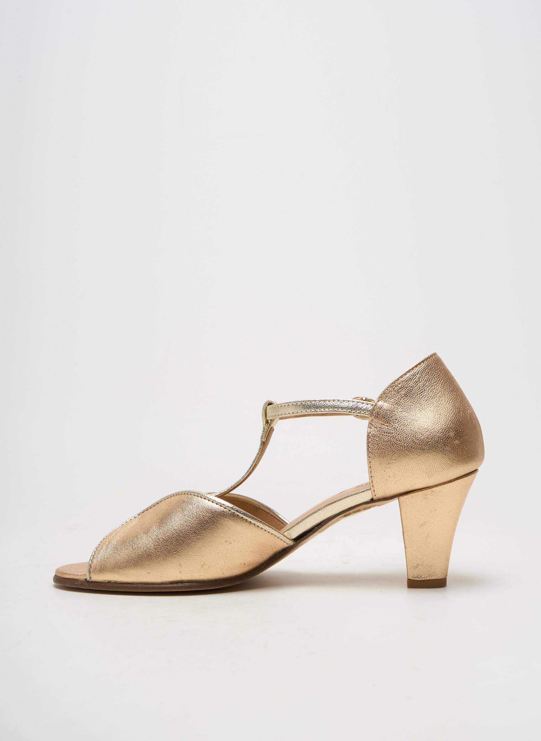 Sandales/nu pieds matière lisse talon de 7 à 9cm or LITTLE ...LA SUITE femme