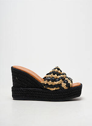 Espadrilles bout ouvert talon de 7 à 9cm noir KANNA femme