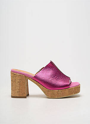 Mules/sabots matière lisse talon de 7 à 9cm rose fonce MINKA DESIGN femme