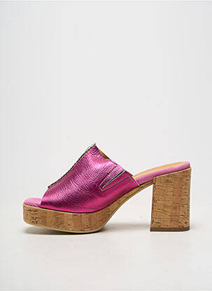 Mules/sabots matière lisse talon de 7 à 9cm rose fonce MINKA DESIGN femme