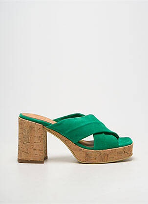 Mules/sabots bout ouvert talon de 7 à 9cm vert MINKA DESIGN femme