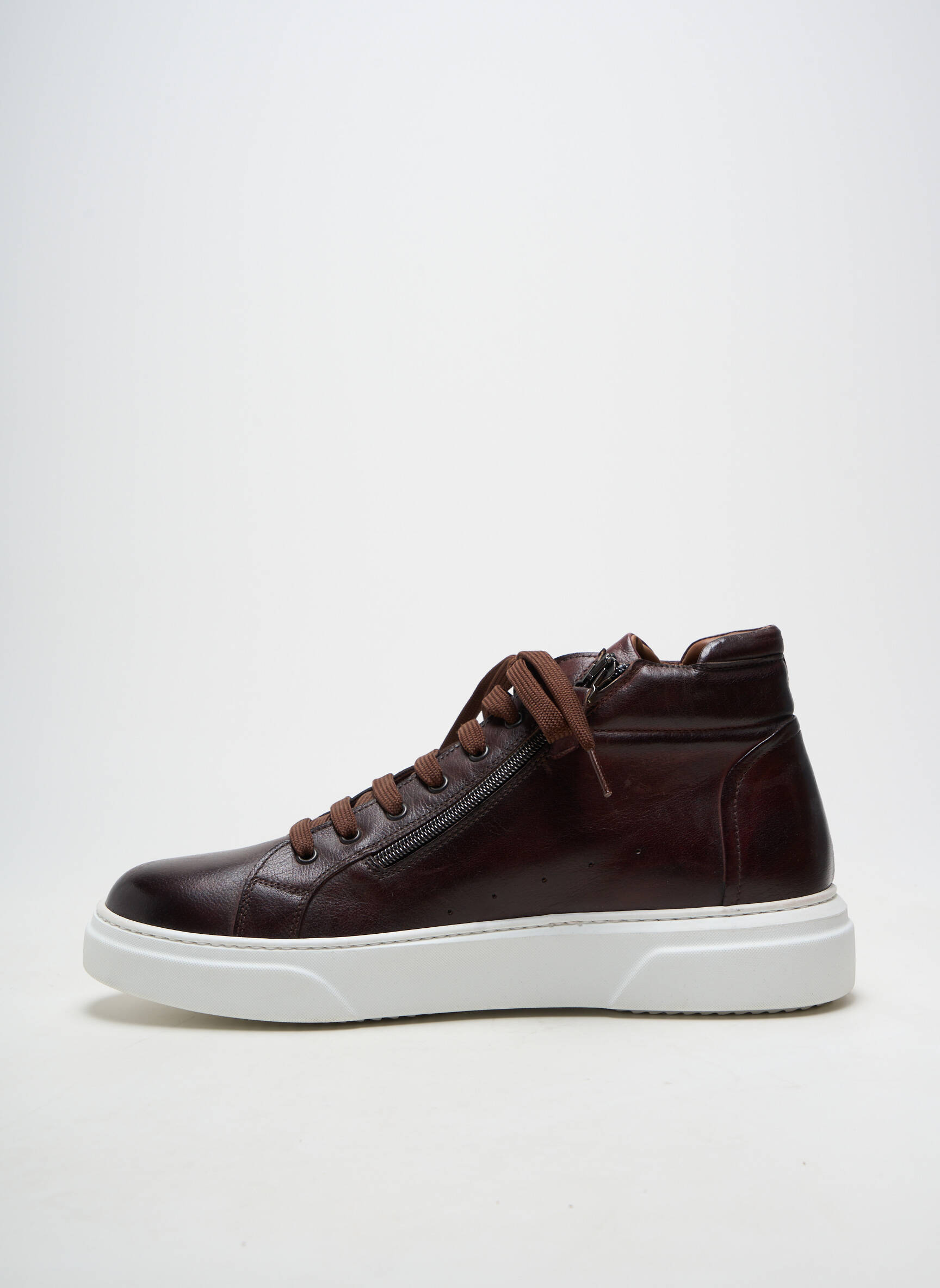 Baskets fermeture zip et lacets bout rond marron FLECS homme