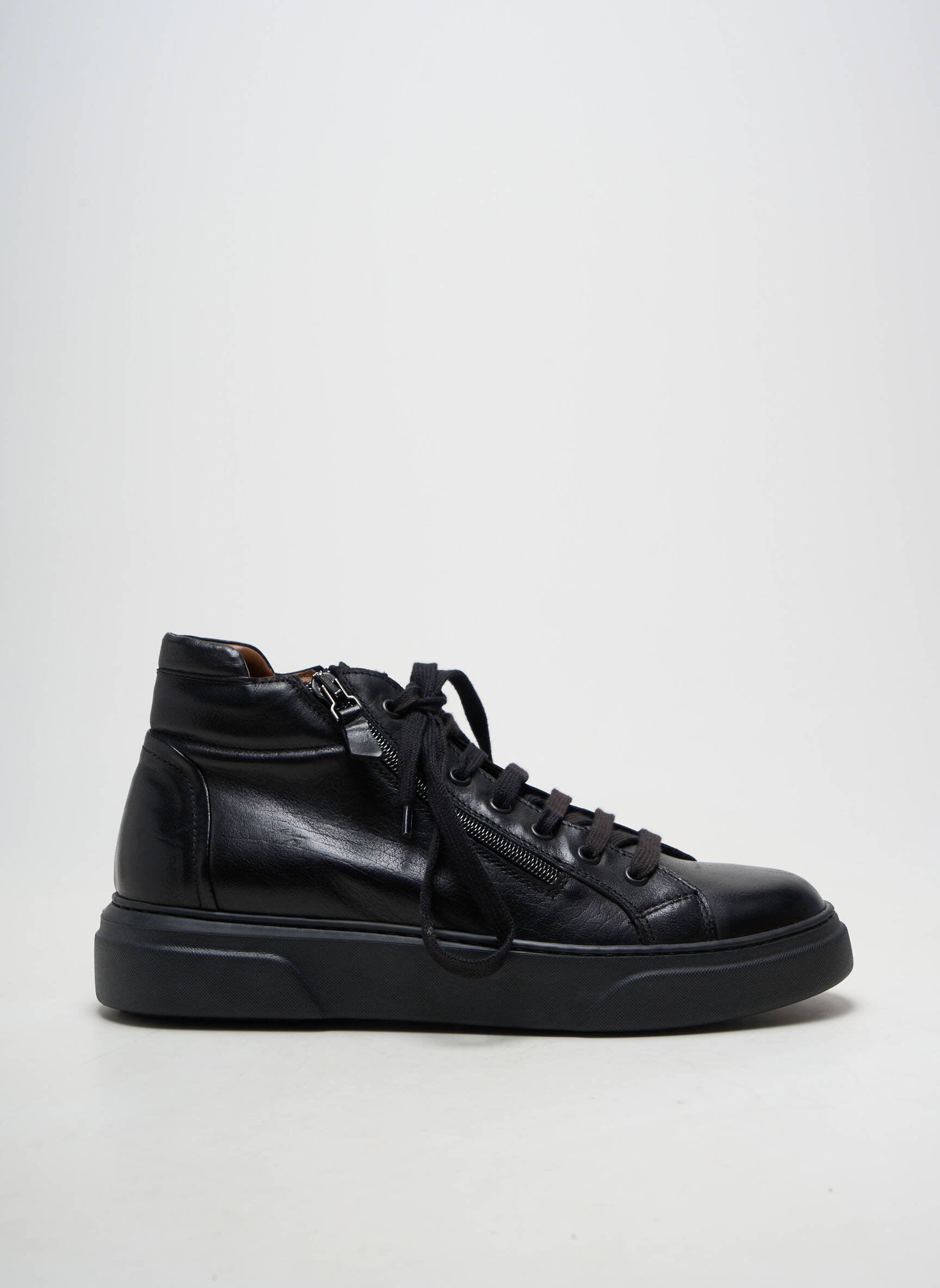 Baskets fermeture zip et lacets bout rond noir FLECS homme