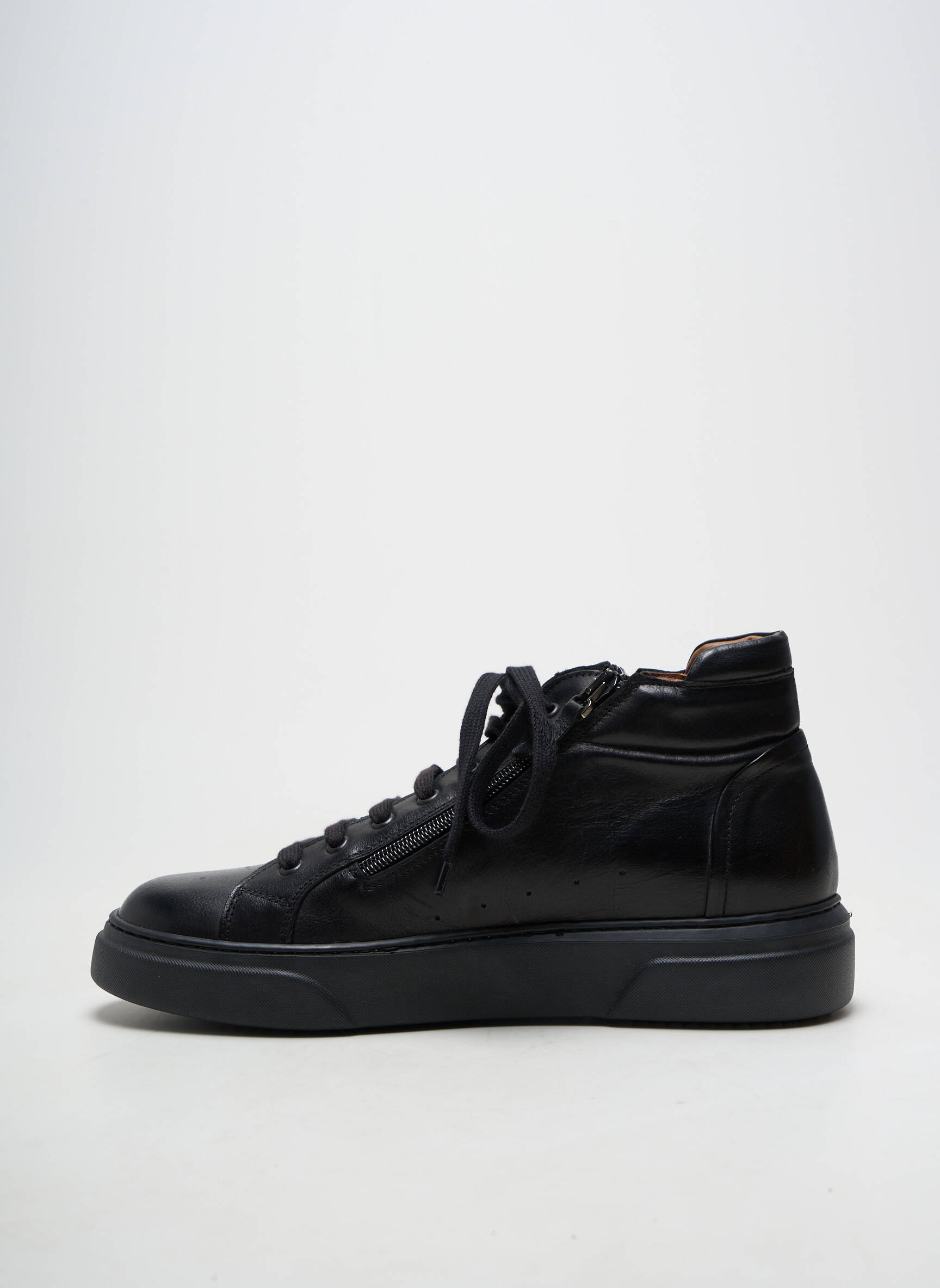 Baskets fermeture zip et lacets bout rond noir FLECS homme