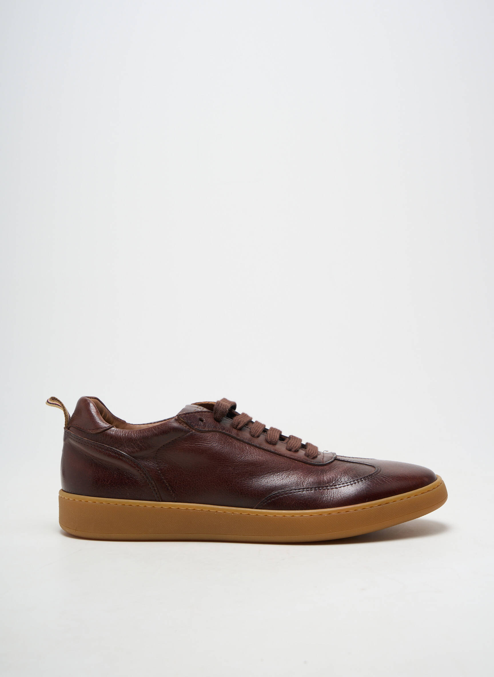 Baskets matière lisse bout rond marron FLECS homme